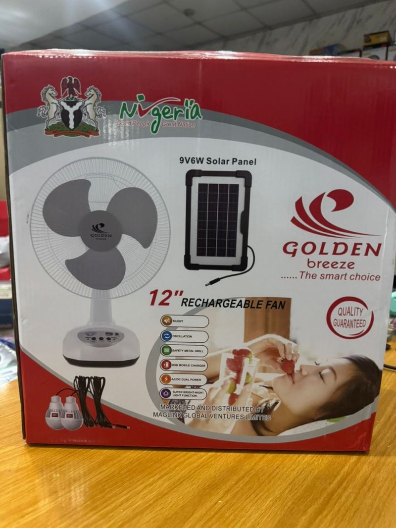 Golden Breeze 12" Solar Table Fan