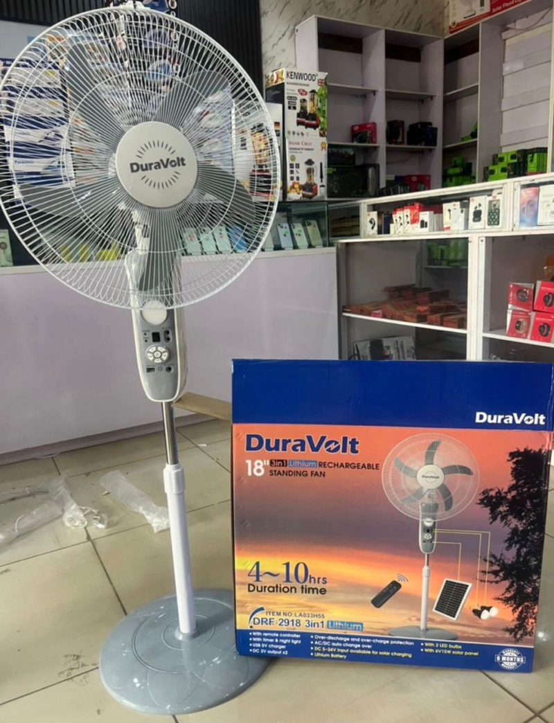 DuraVolt 18" Solar Fan Rechargeable