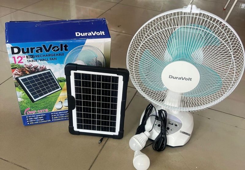 DURAVOLT RECHARGEABLE SOLAR FAN Wall/Table