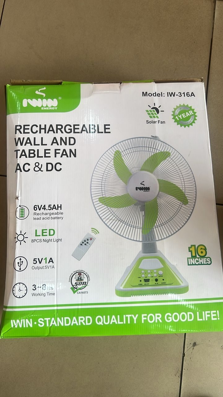 IWIN Rechargeable Wall and Table Fan